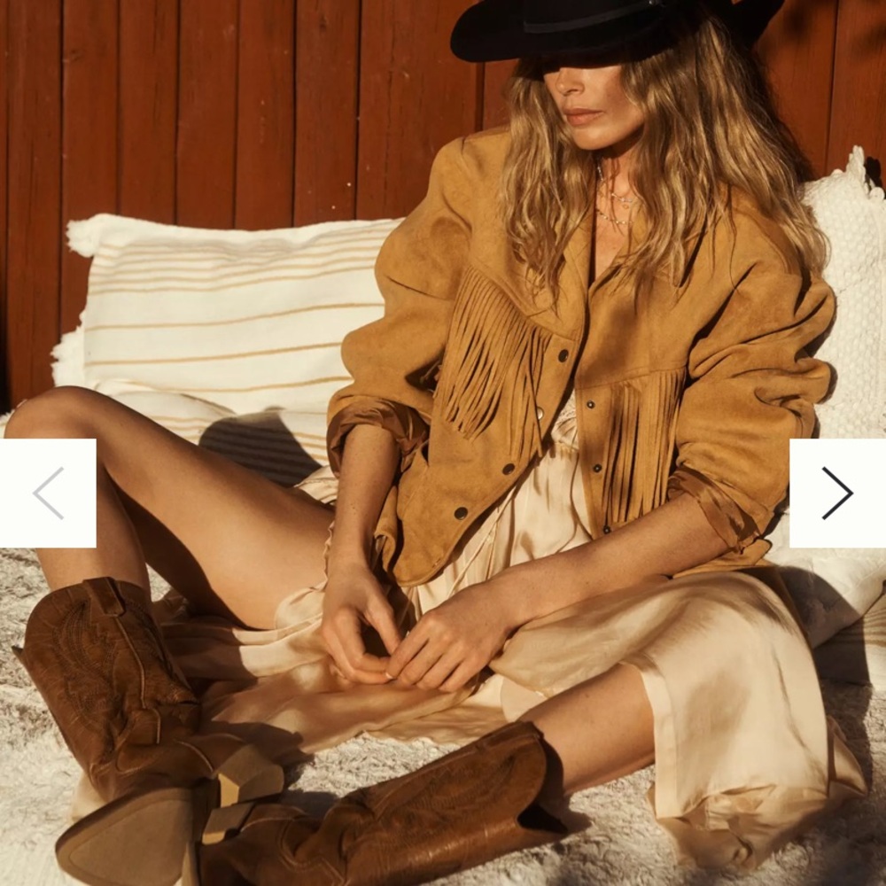 NWT Free People Tan Fringe Faux Suede Jacket